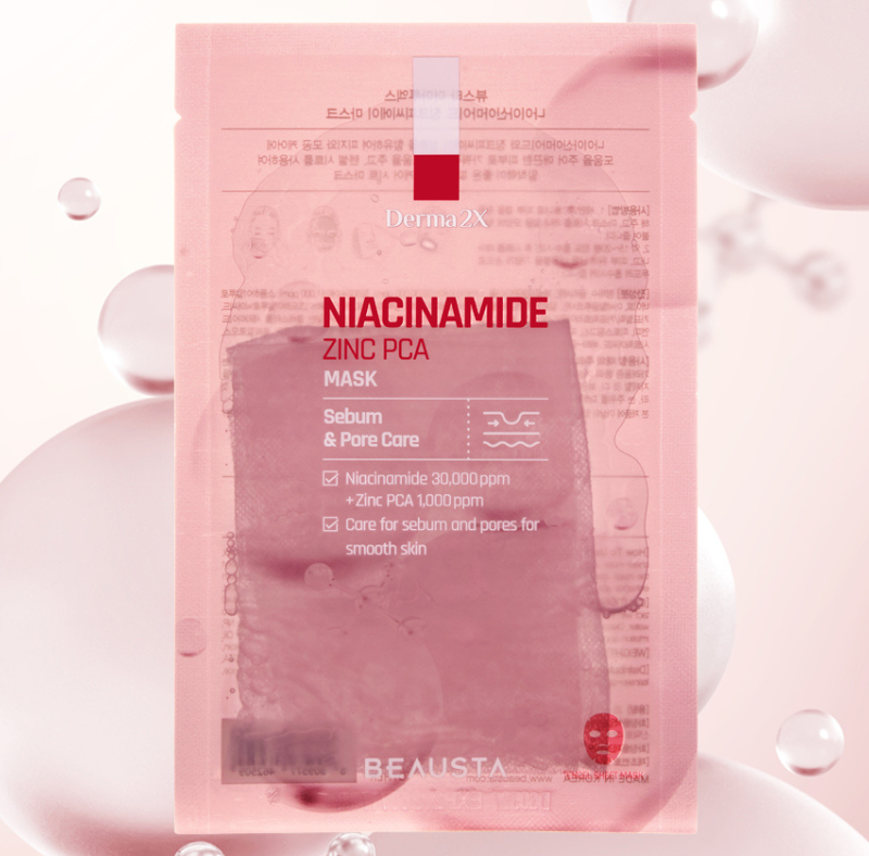 BEAUSTA Derma2X Niacinamide Zinc PCA lakštinė veido kaukė