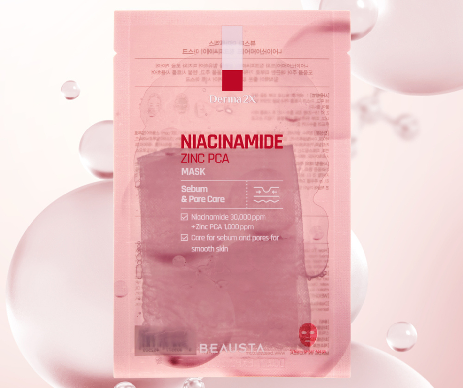BEAUSTA Derma2X Niacinamide Zinc PCA lakštinė veido kaukė