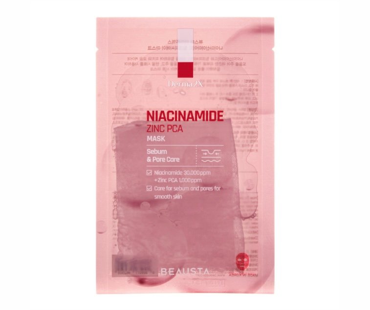 BEAUSTA Derma2X Niacinamide Zinc PCA lakštinė veido kaukė