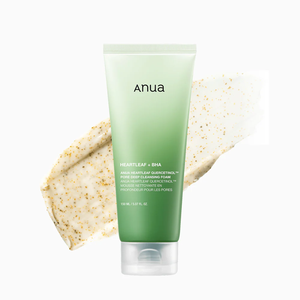 Anua Heartleaf Quercetinol Pore Deep Cleansing Foam giliai valančios veido putos su širdažole, 150 ml