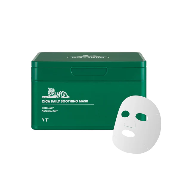 VT Cosmetics Cica Daily Soothing Mask raminančios lakštinės veido kaukės, 30 vnt