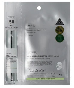 VT Cosmetics Mild Reedle Shot 50 2Step Mask stangrinanti lakštinė veido kaukė, 1,5 g + 25 g