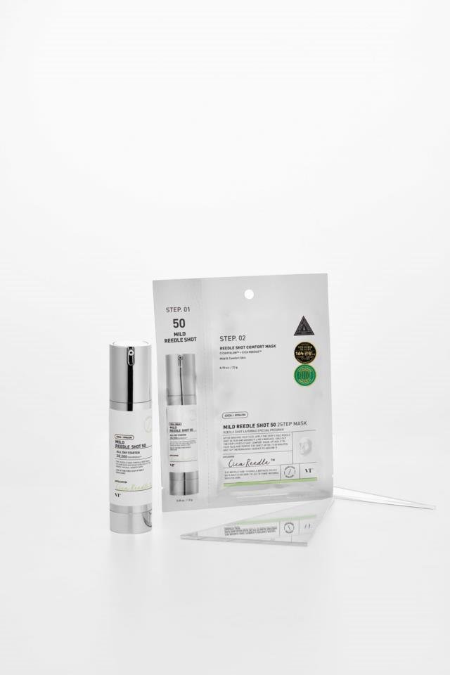 VT Cosmetics Mild Reedle Shot 50 2Step Mask stangrinanti lakštinė veido kaukė, 1,5 g + 25 g