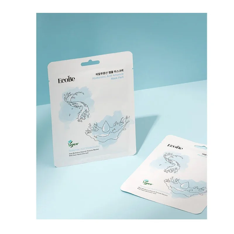 EcoBe Hyaluronic Acid Vegan Ampoule Sheet Mask veido kaukė su hialuronu, 25 ml