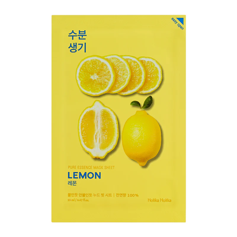 Holika Holika Pure Essence Mask Sheet (Lemon) skaistinanti lakštinė veido kaukė su citrinos ekstraktu, 23 ml