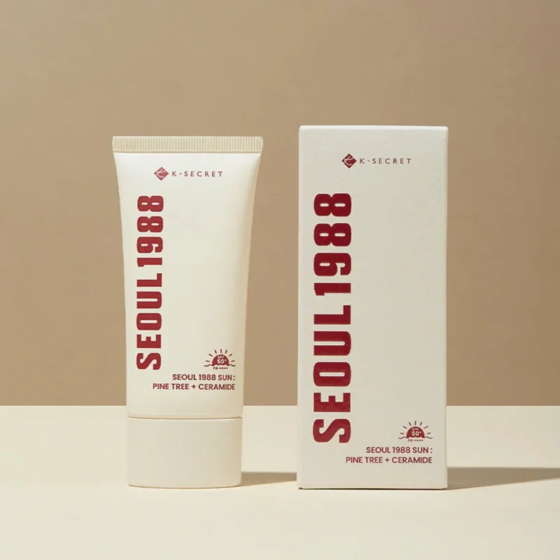 K-SECRET SEOUL 1988 apsauginis kremas nuo saulės su pušų ekstraktu ir keramidais (SPF 50+), 50 ml