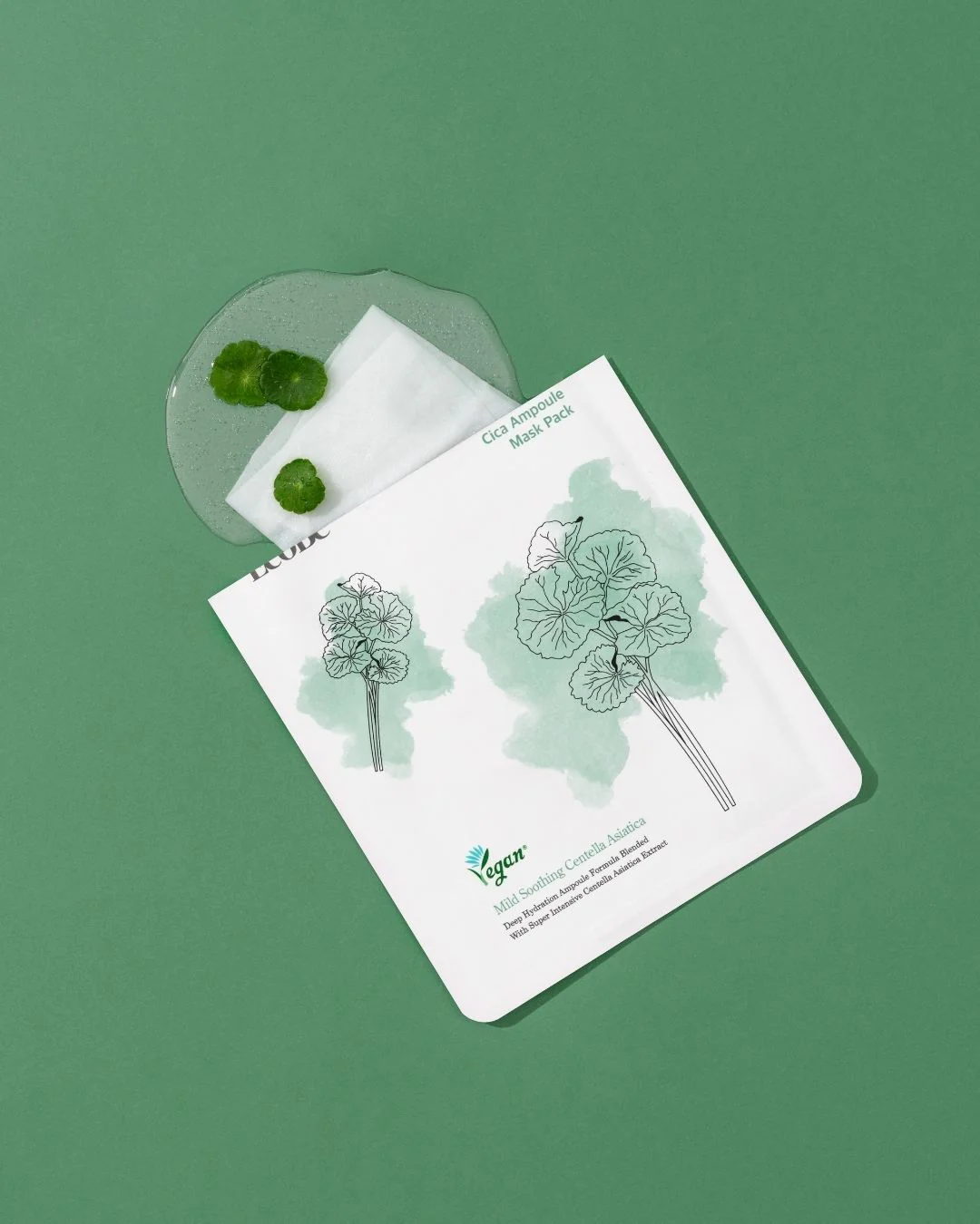 EcoBe Cica Vegan Ampoule Sheet Mask veganiška lakštinė veido kaukė, 25 ml - Image 2