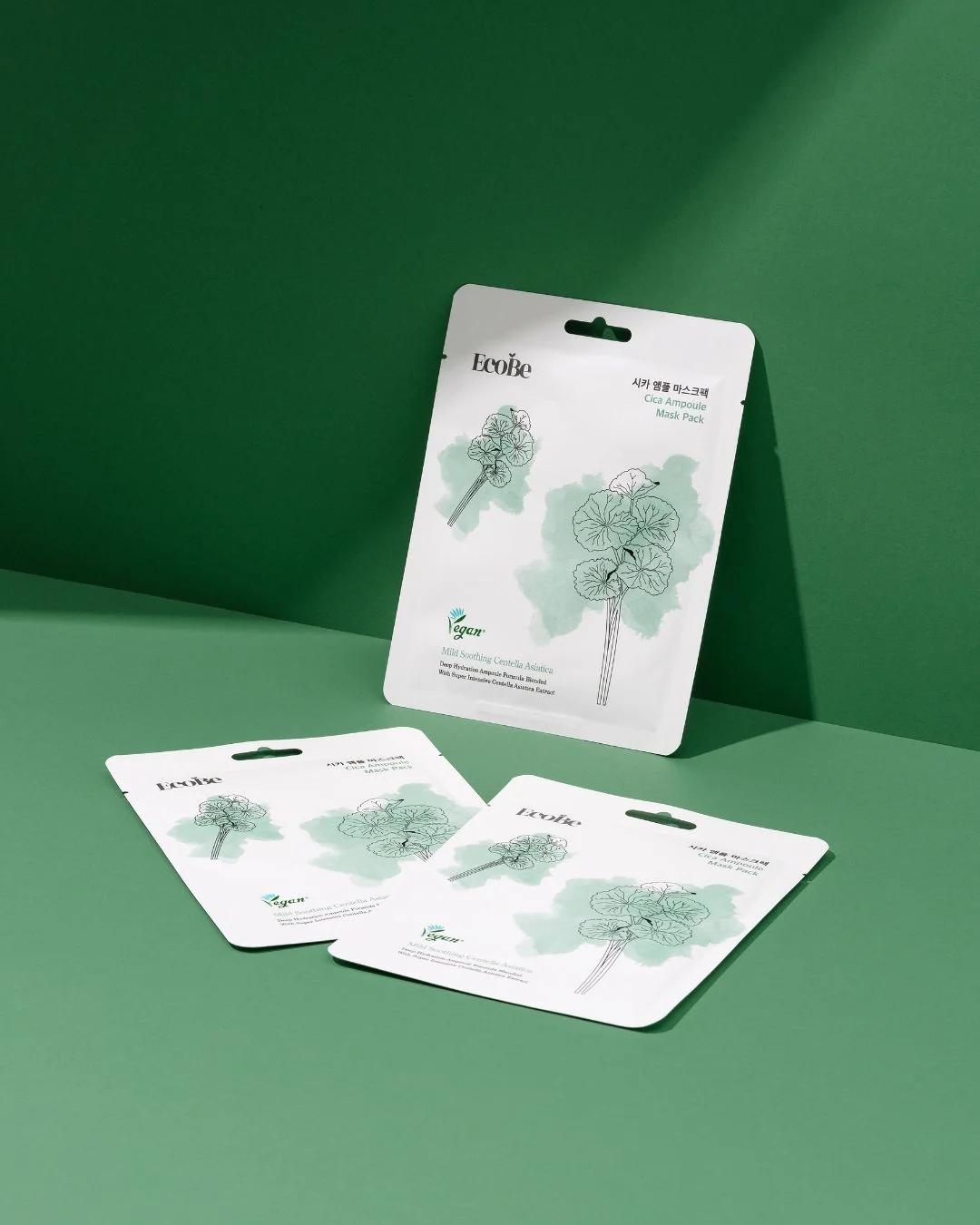 EcoBe Cica Vegan Ampoule Sheet Mask veganiška lakštinė veido kaukė, 25 ml - Image 4