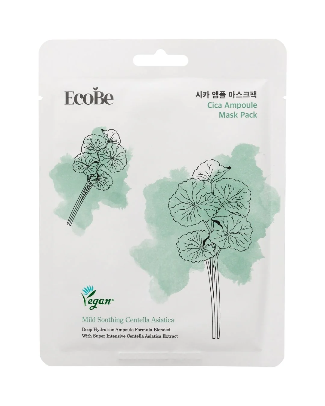 EcoBe Cica Vegan Ampoule Sheet Mask veganiška lakštinė veido kaukė, 25 ml - Image 3