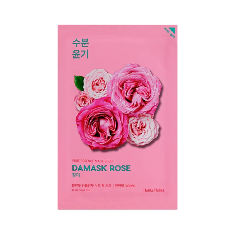 Holika Holika Pure Essence Mask Sheet (Rose) drėkinanti lakštinė veido kaukė su rožių ekstraktu, 23 ml