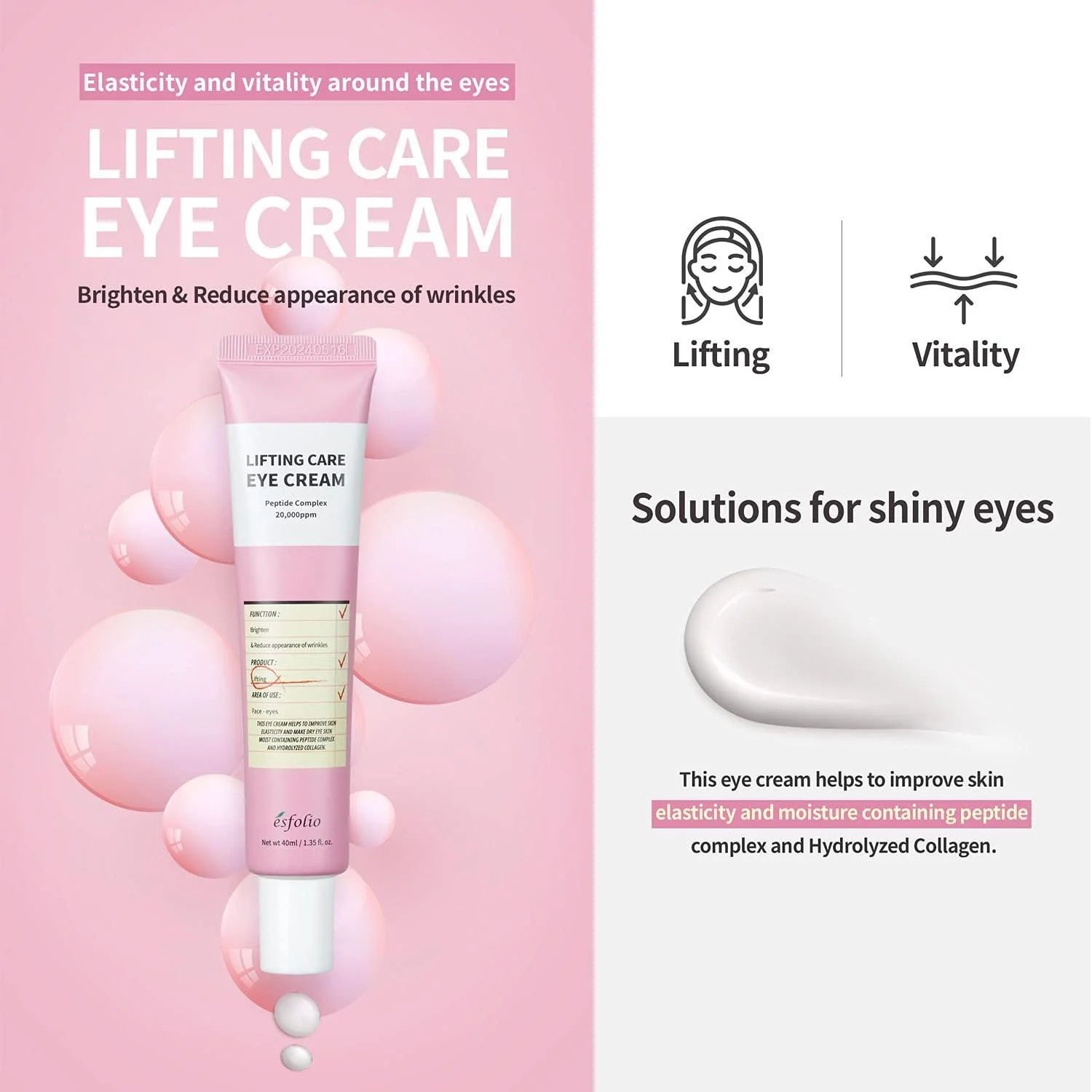 Esfolio Lifting Care Eye Cream paakių kremas