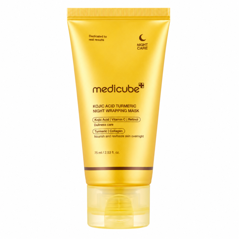 Medicube Kojic Acid Turmeric Night Wrapping Mask naktinė veido kaukė su kojine rūgštimi ir ciberžole, 75 ml